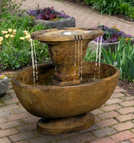 Alfresco Oval Garden Fountain with Light Sill Ways Water Art Decor